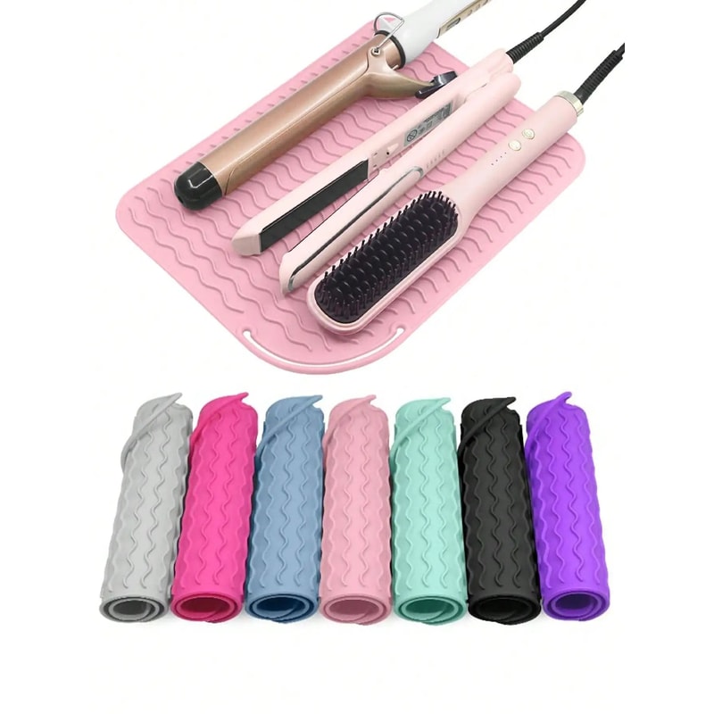 Silicone Heat Resistant Mat And Travel Cover For Curling Irons And Hair Straighteners 1