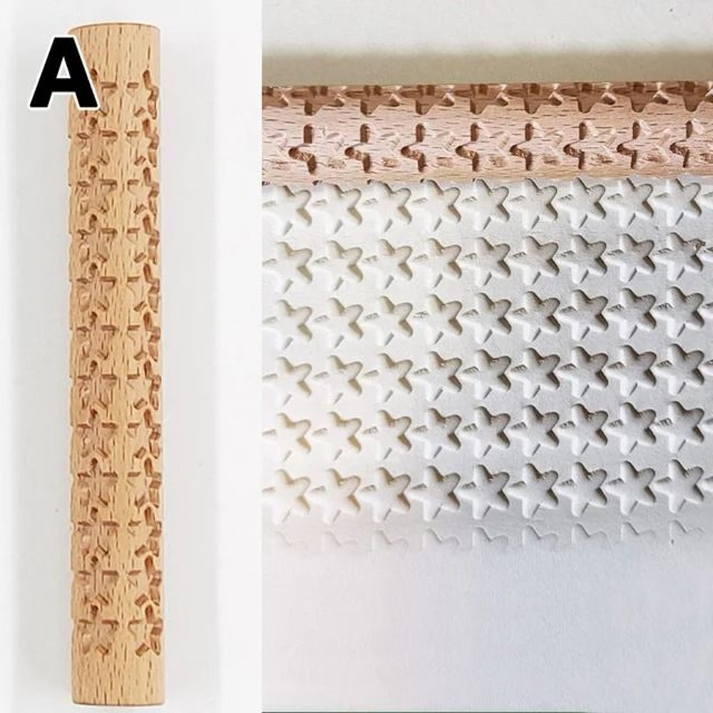 Wooden Texture Rolling Pin For Pottery Clay And DIY Craft Projects 7