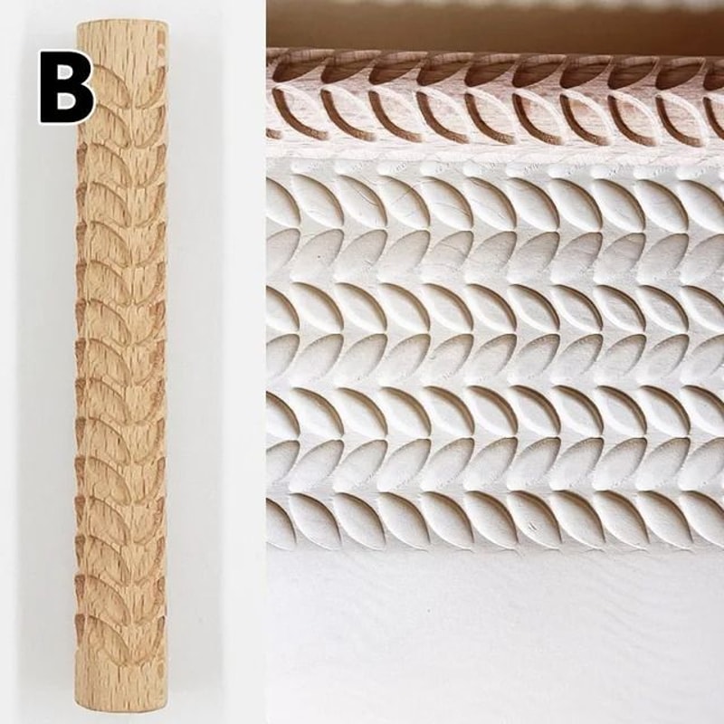 Wooden Texture Rolling Pin For Pottery Clay And DIY Craft Projects 8