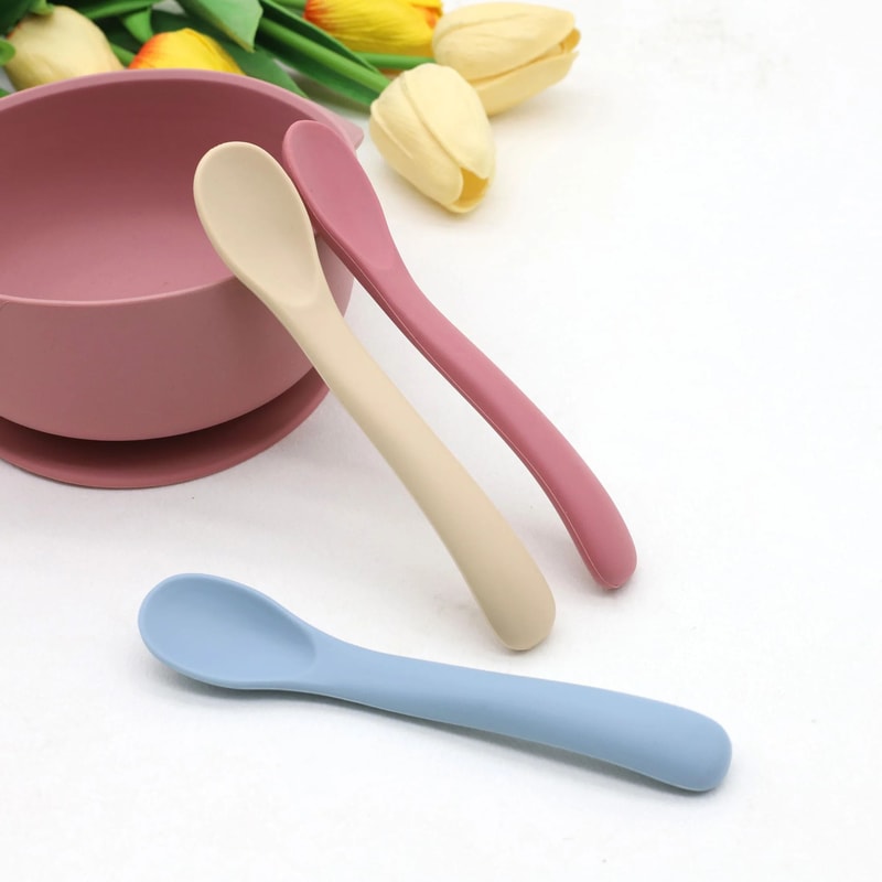 3 Pack Baby Silicone Soft Feeding Spoons For Infant And Toddler Mealtime 4