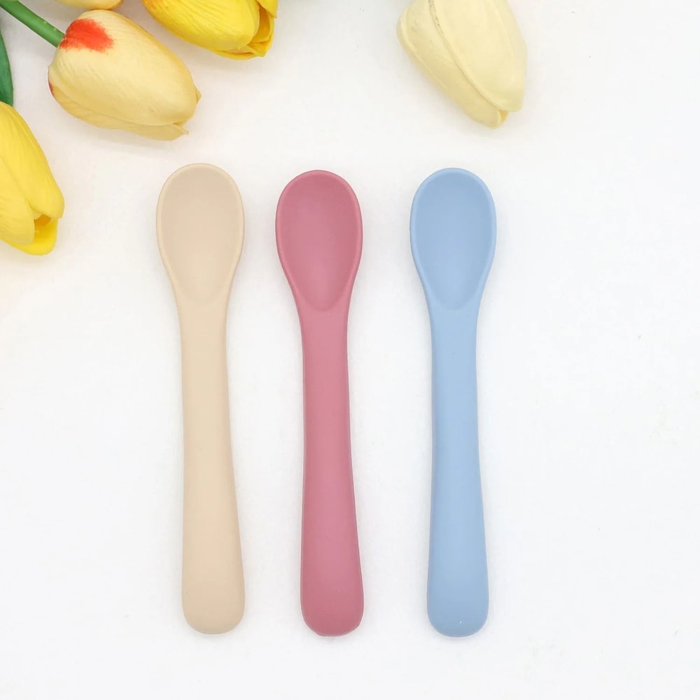 3 Pack Baby Silicone Soft Feeding Spoons For Infant And Toddler Mealtime 6