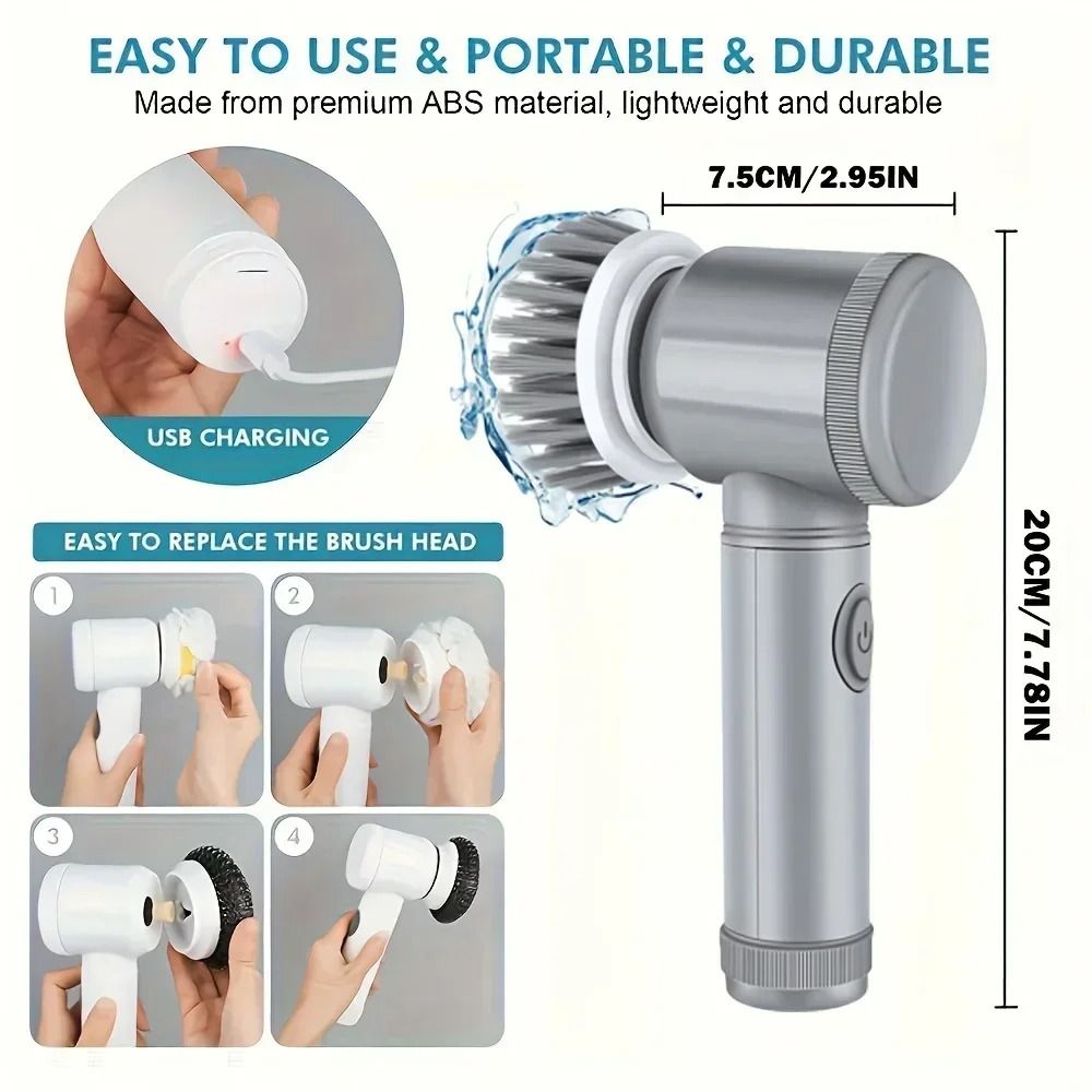 Electric Spin Scrubber Cordless Cleaning Brush With 6 Replaceable Brush Heads 5