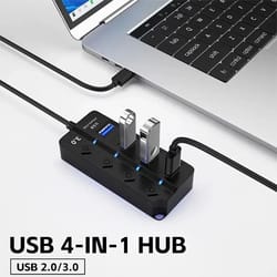 usb hub 4 in 1 or 7 in 1 multi port splitter with independent power switch and usb cable