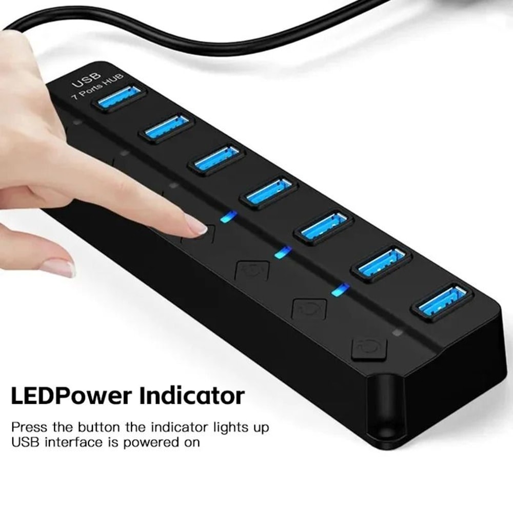 USB Hub 4 In 1 Or 7 In 1 Multi Port Splitter With Independent Power Switch And USB Cable 4