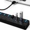 USB Hub 4 In 1 Or 7 In 1 Multi Port Splitter With Independent Power Switch And USB Cable 5