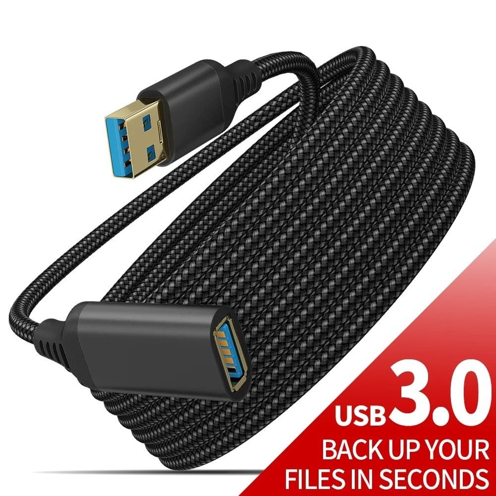 Nylon Braided USB 30 Extension Cable High Speed Data Transfer Male To Female 0