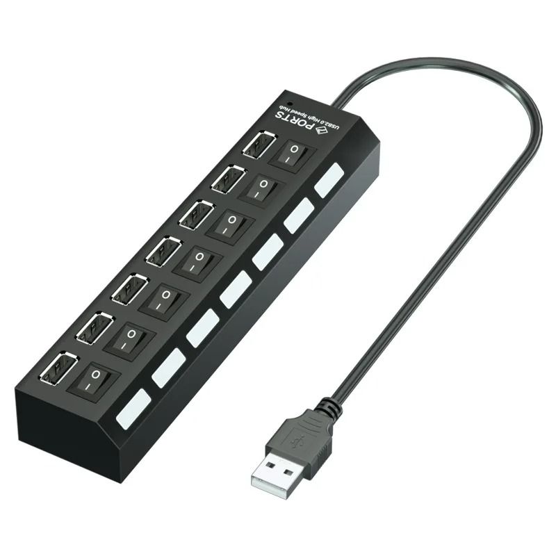USB Hub 7 Port Multi Splitter With Power Switch For PC And Laptop Accessories 6