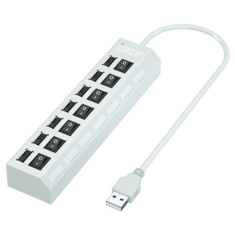 USB Hub 7 Port Multi Splitter With Power Switch For PC And Laptop Accessories 7