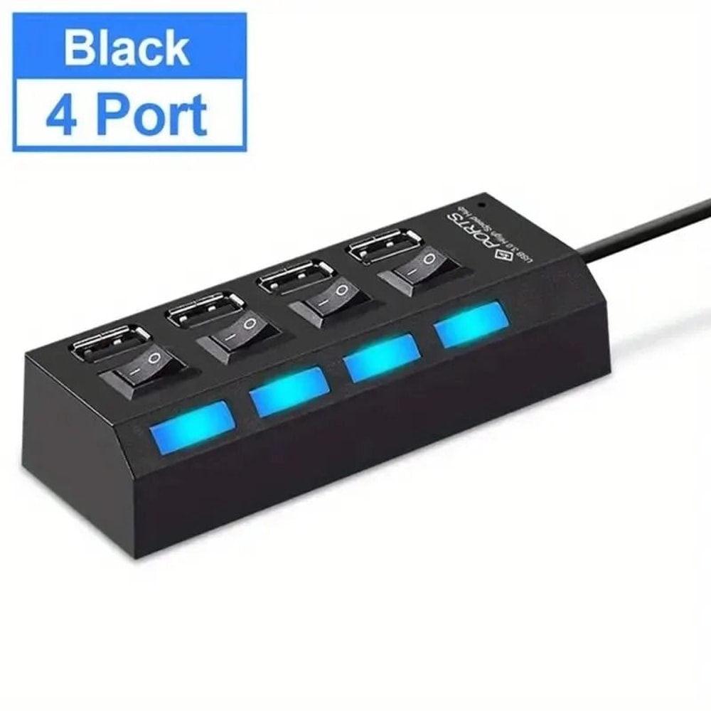 High Speed USB Hub 4 Port Or 7 Port Multi Splitter With LED Switch For PC And Laptop 9