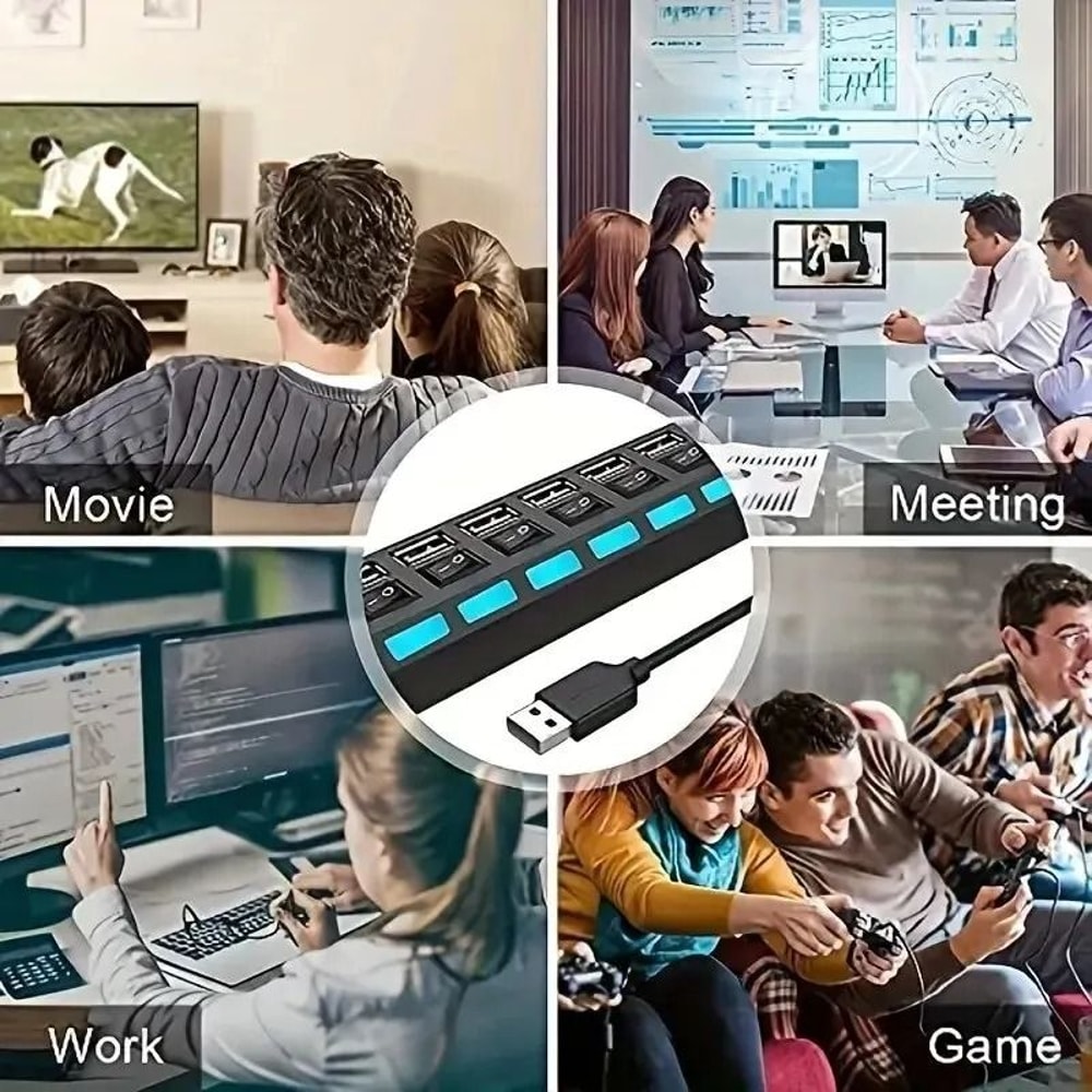 High Speed USB Hub 4 Port Or 7 Port Multi Splitter With LED Switch For PC And Laptop 1