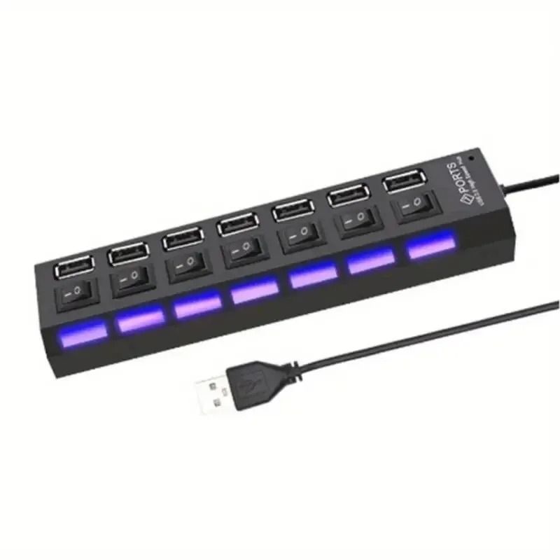 High Speed USB Hub 4 Port Or 7 Port Multi Splitter With LED Switch For PC And Laptop 6