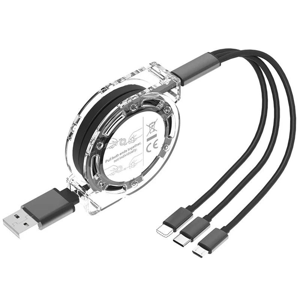 3 In 1 Retractable USB Charging Cable For Type C Micro USB And Lightning Devices 4