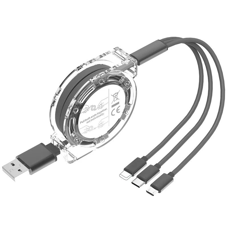 3 In 1 Retractable USB Charging Cable For Type C Micro USB And Lightning Devices 8