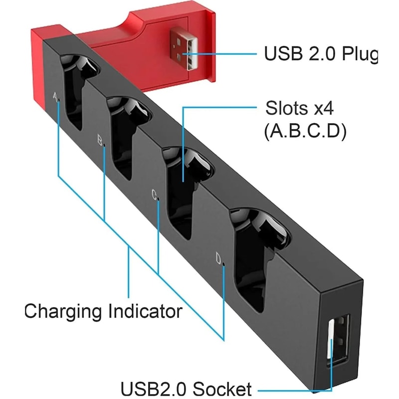 JoyCon Charging Dock Station Compatible With Standard And OLED Models Charges Up To Four Controller 2