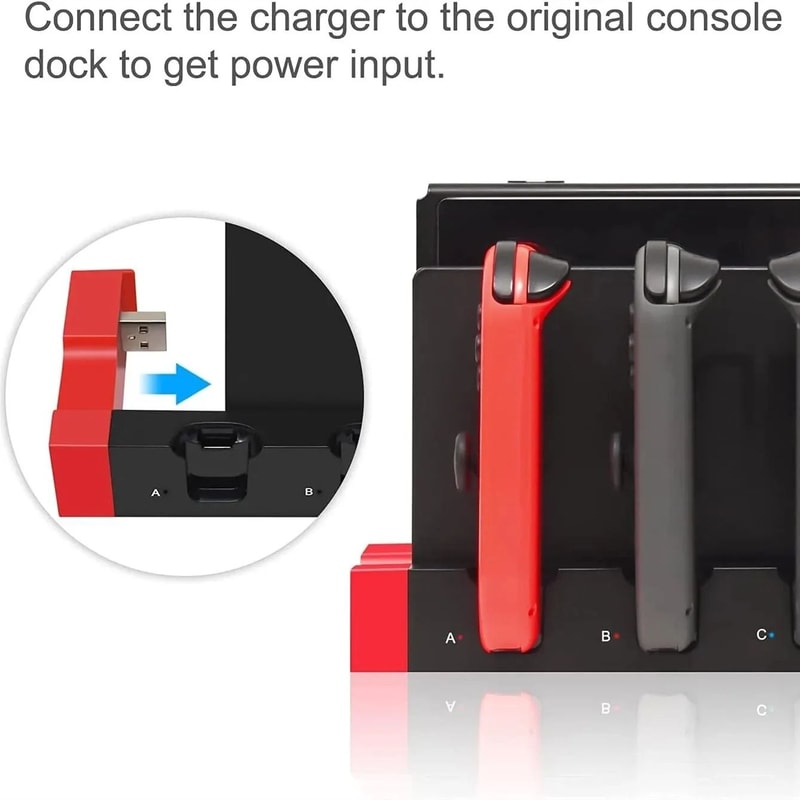 JoyCon Charging Dock Station Compatible With Standard And OLED Models Charges Up To Four Controller 4