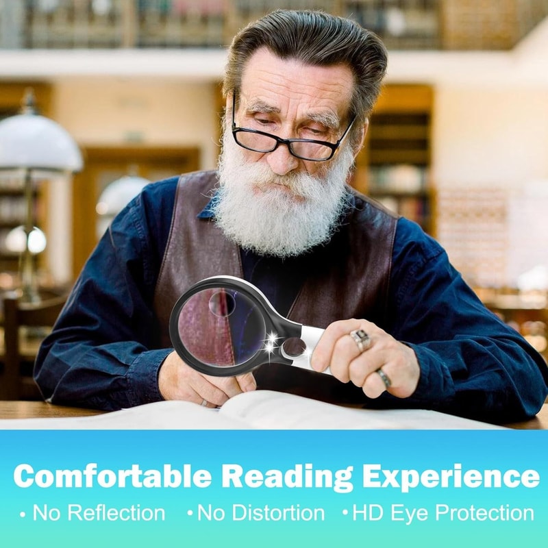 Professional Handheld Magnifying Glass With LED Light 3X And 45X Dual Lens Magnifier For Reading Je