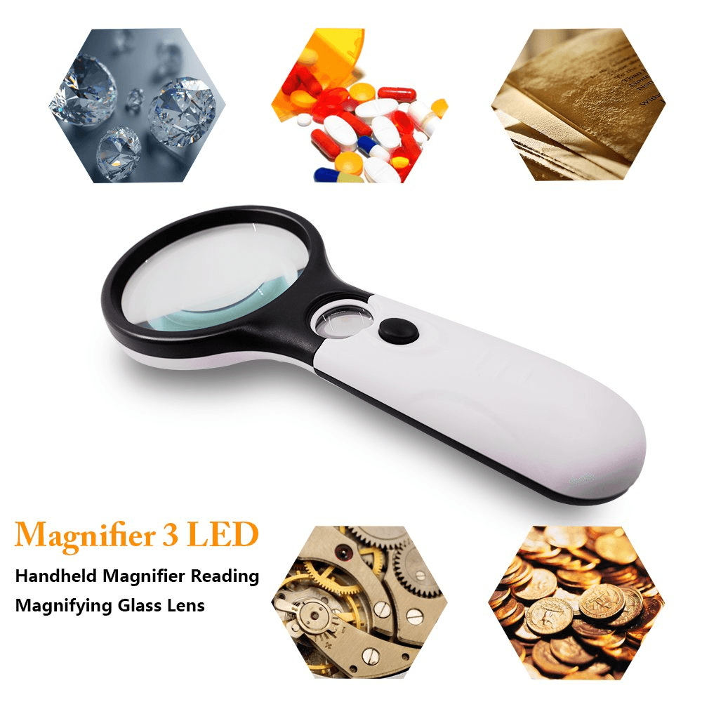 Professional Handheld Magnifying Glass With LED Light 3X And 45X Dual Lens Magnifier For Reading Je 2
