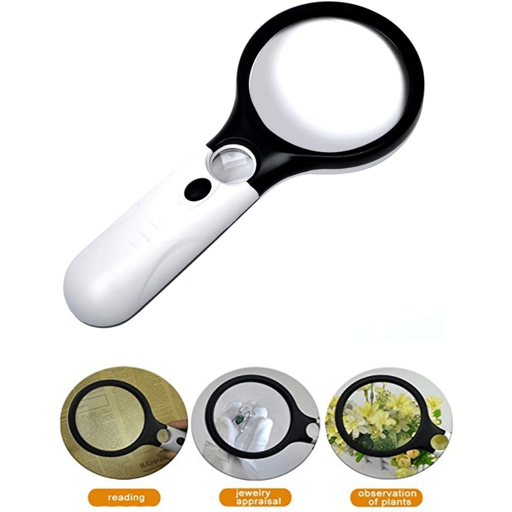 Professional Handheld Magnifying Glass With LED Light 3X And 45X Dual Lens Magnifier For Reading Je 3
