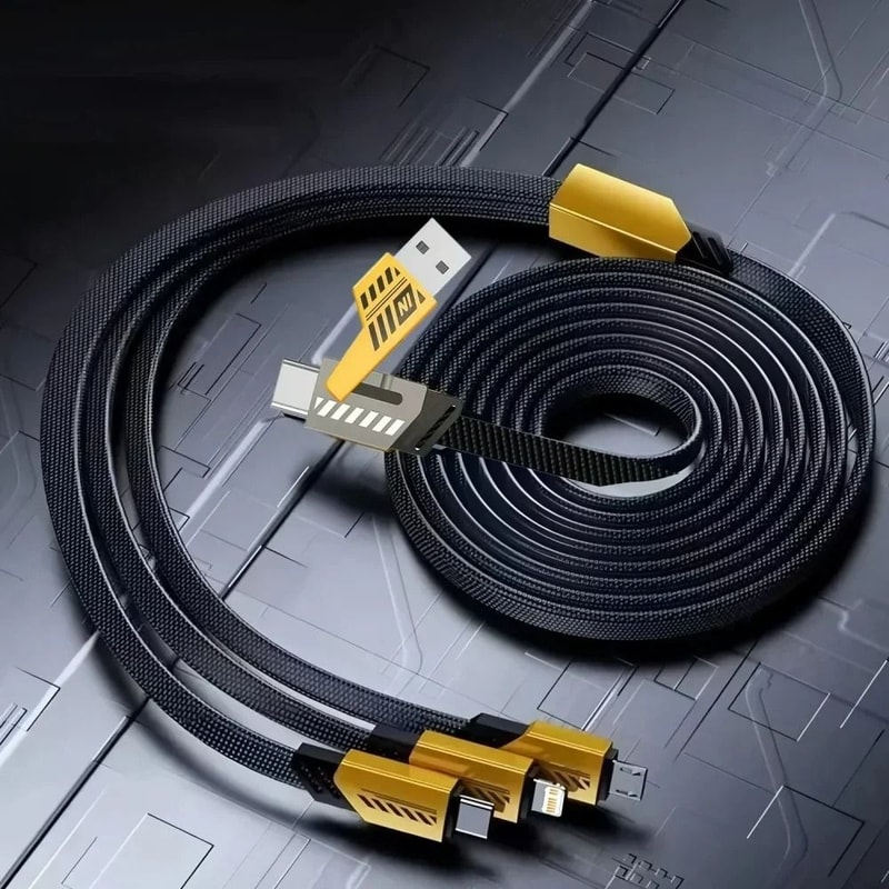 240W Nylon Braided Fast Charging Cable With 3in1 Multiport Connectors 5
