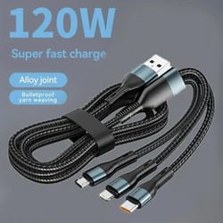 120w 3-in-1 fast charging cable with multiport connectors