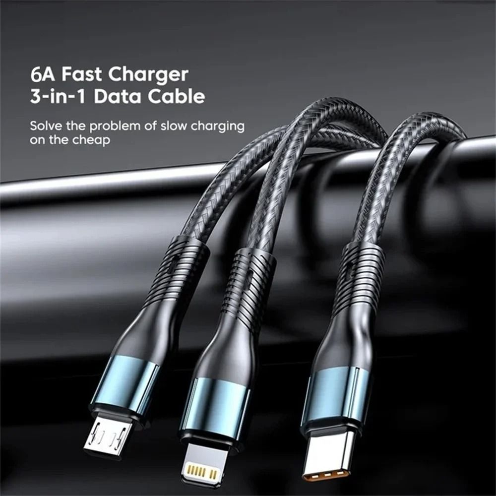 120W 3in1 Fast Charging Cable With Multiport Connectors 3
