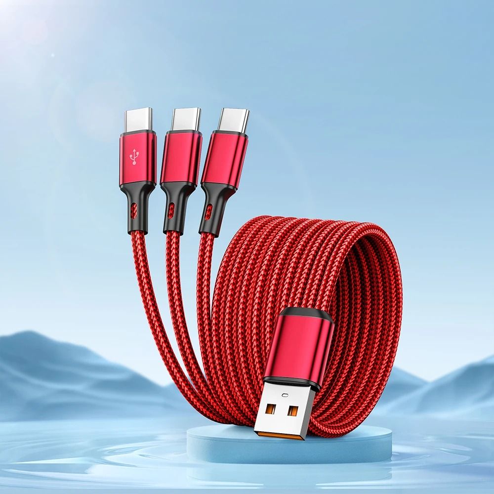 100W 3in1 Fast Charging Cable With Triple USBC Connectors 6