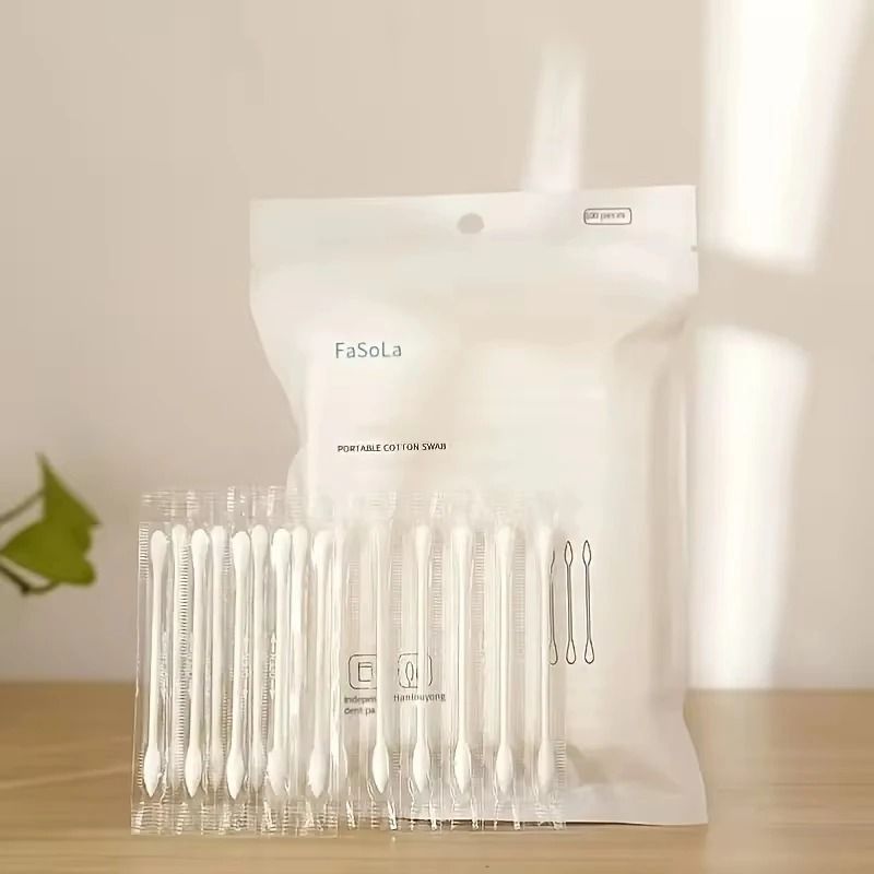 100 Piece Disposable Cotton Swab Set For Cleaning And Cosmetic Use 0