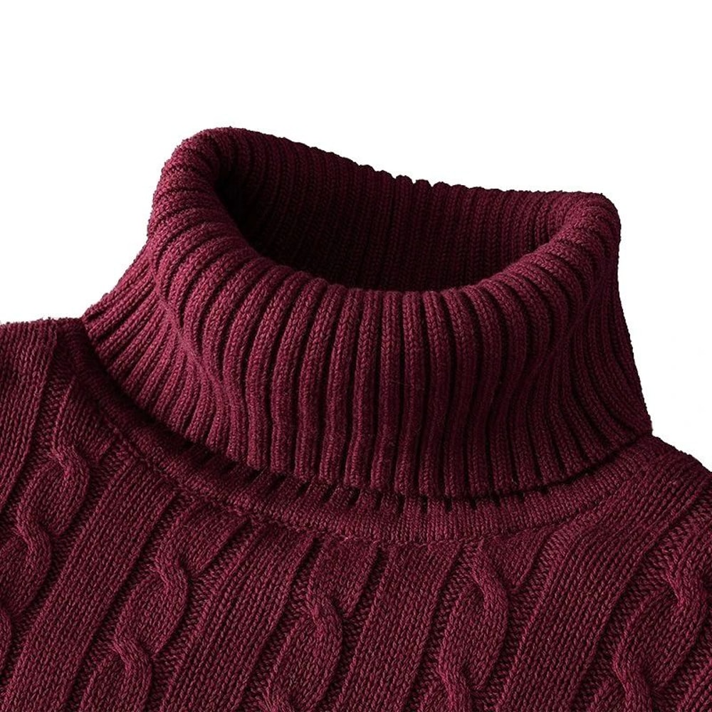 Mens Turtleneck Knitted Sweater For Warm Casual Wear 0