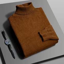 mens knitted turtleneck sweater for autumn and winter comfort