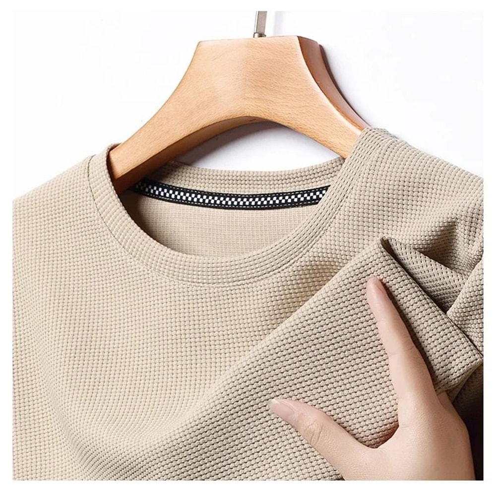 Mens Summer Waffle Knit Short Sleeve T Shirt 4