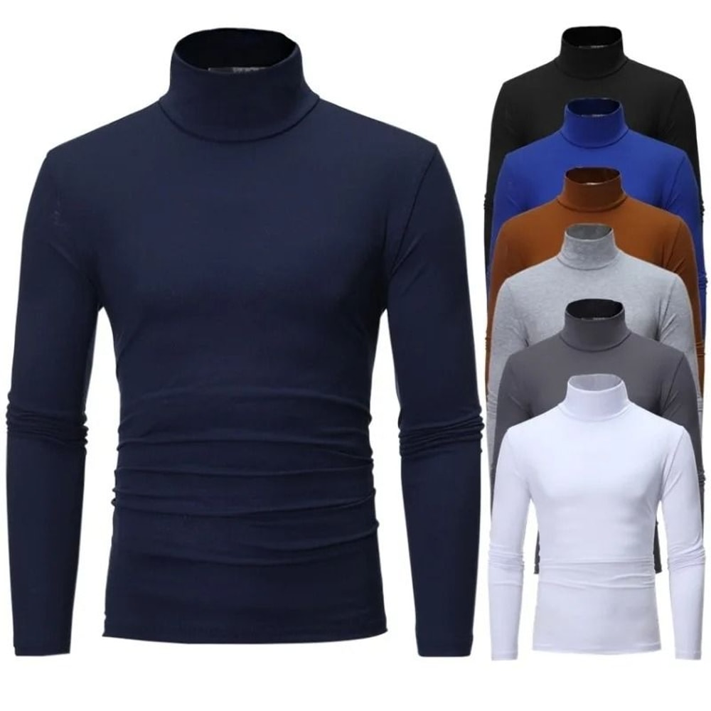 Mens Thermal Long Sleeve High Neck Shirt For Winter Layering 0