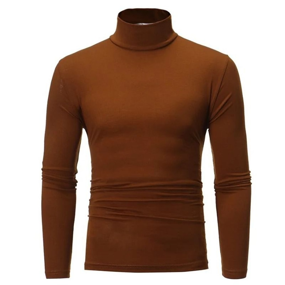 Mens Thermal Long Sleeve High Neck Shirt For Winter Layering 12