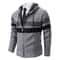 Mens Warm Striped Hooded Knit Cardigan For Autumn And Winter 8