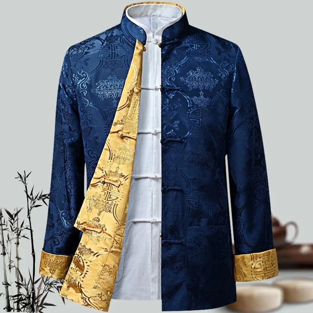 Mens Traditional Dragon Embroidered Tang Suit Jacket 0