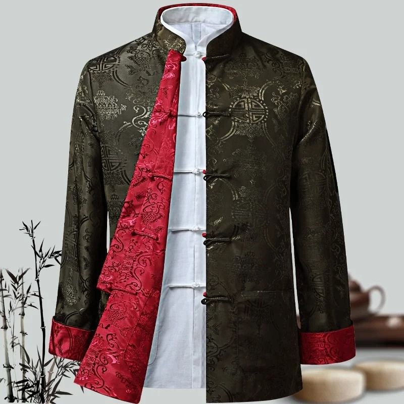 Mens Traditional Dragon Embroidered Tang Suit Jacket 4
