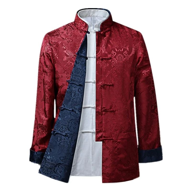 Mens Traditional Dragon Embroidered Tang Suit Jacket 9