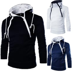 mens high neck zipper hoodie sweatshirt for casual winter wear