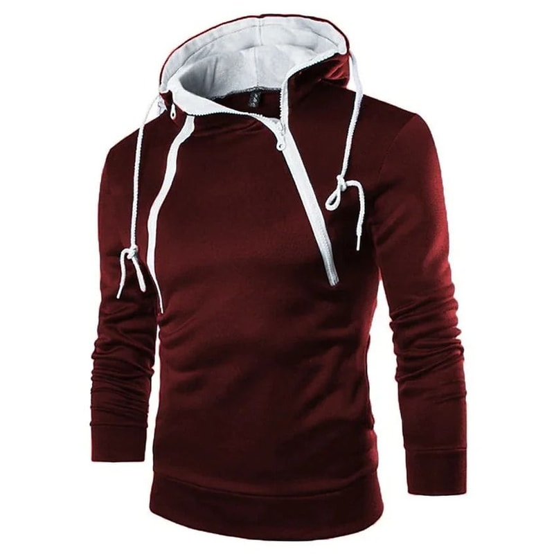 Mens High Neck Zipper Hoodie Sweatshirt For Casual Winter Wear 10
