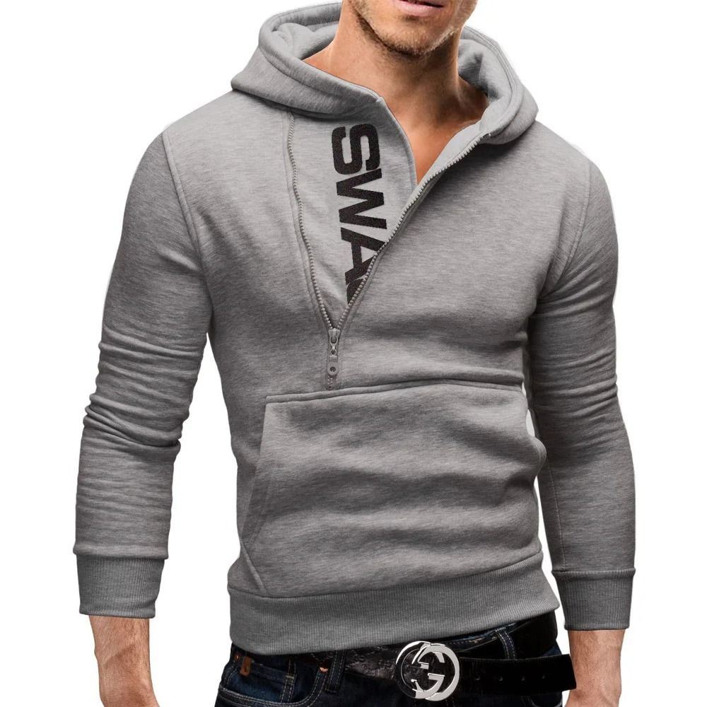 Mens High Neck Zipper Hoodie Sweatshirt For Casual Winter Wear 12