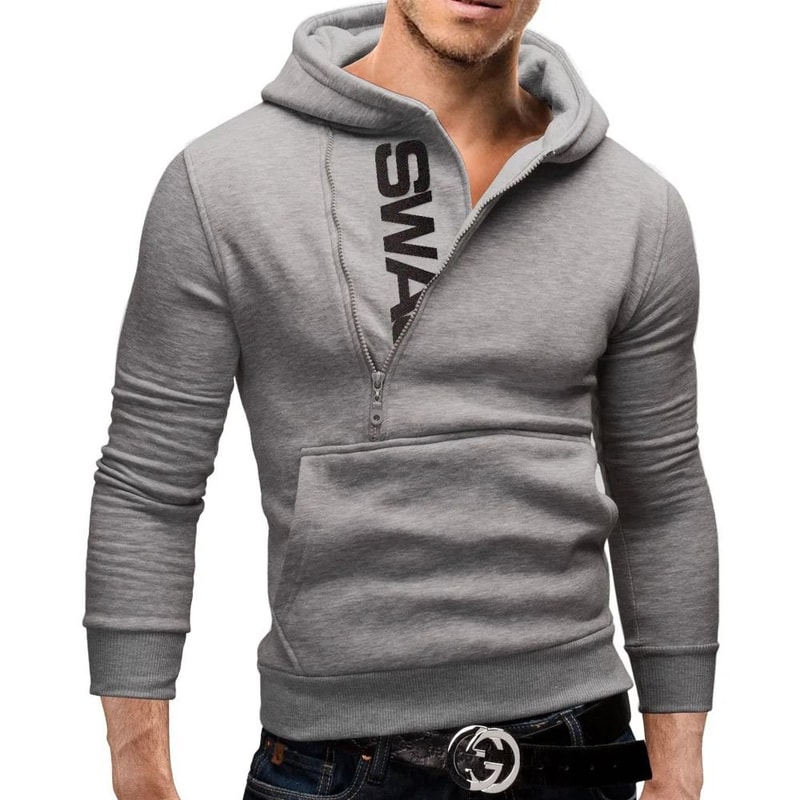 Mens High Neck Zipper Hoodie Sweatshirt For Casual Winter Wear 12
