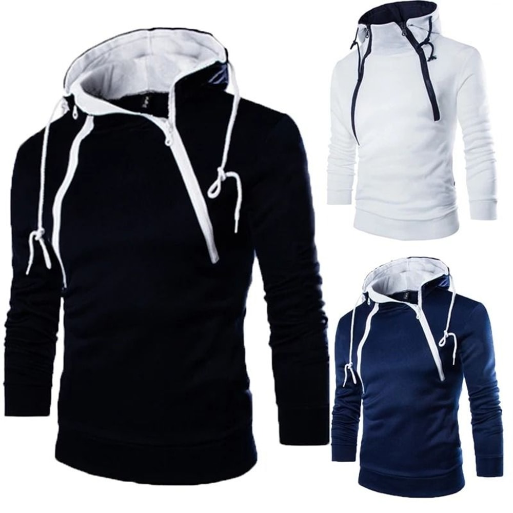 Mens High Neck Zipper Hoodie Sweatshirt For Casual Winter Wear 1
