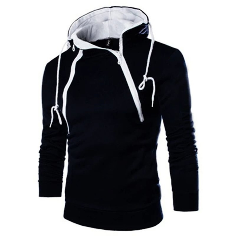 Mens High Neck Zipper Hoodie Sweatshirt For Casual Winter Wear 2