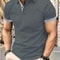 Mens Color Block Lapel Short Sleeve Shirt 10
