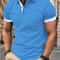 Mens Color Block Lapel Short Sleeve Shirt 12