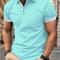 Mens Color Block Lapel Short Sleeve Shirt 13