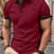 Mens Color Block Lapel Short Sleeve Shirt 16