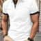 Mens Color Block Lapel Short Sleeve Shirt 17