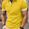 Mens Color Block Lapel Short Sleeve Shirt 18