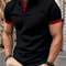 Mens Color Block Lapel Short Sleeve Shirt 6