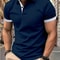Mens Color Block Lapel Short Sleeve Shirt 8